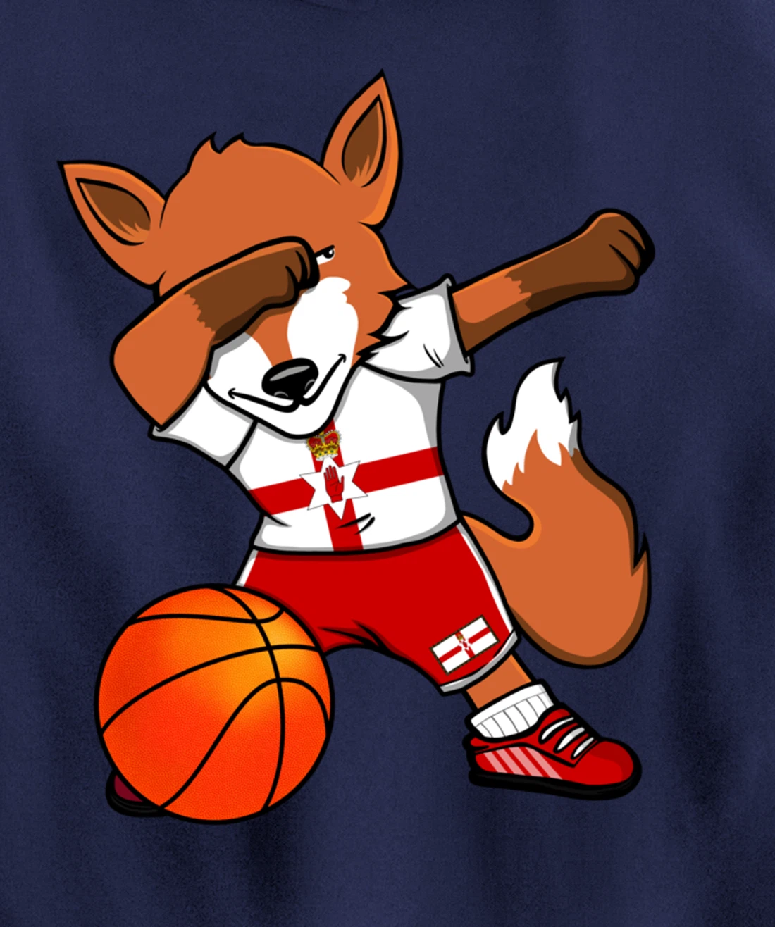 Dabbing Fox Northern Ireland Basketball Fans Jersey Pride Pullover Hoodie