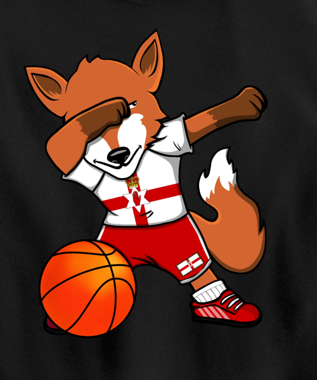 Dabbing Fox Northern Ireland Basketball Fans Jersey Pride Pullover Hoodie