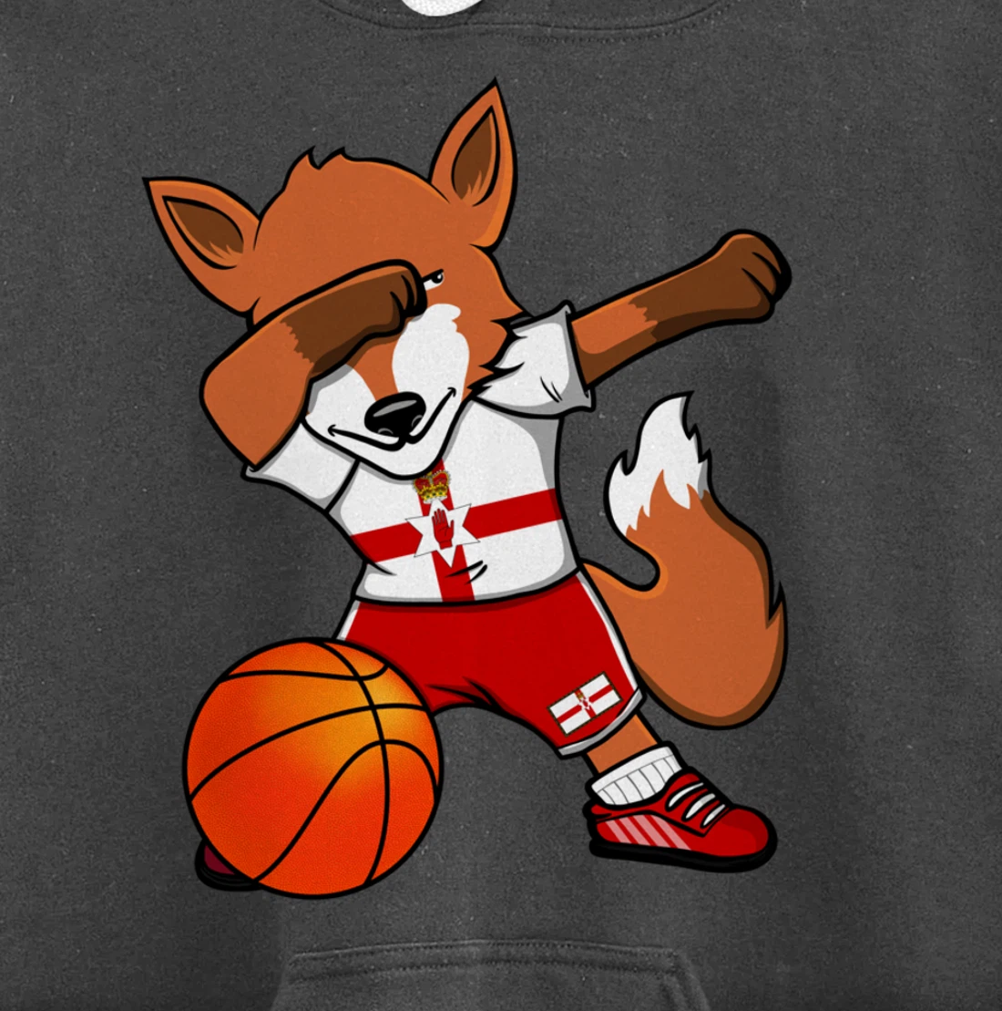 Dabbing Fox Northern Ireland Basketball Fans Jersey Pride Pullover Hoodie