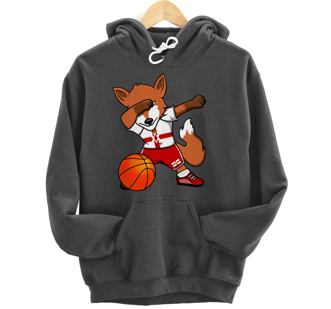 Dabbing Fox Northern Ireland Basketball Fans Jersey Pride Pullover Hoodie