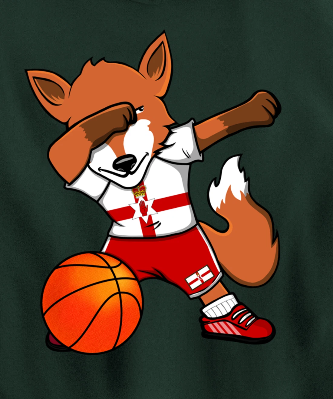 Dabbing Fox Northern Ireland Basketball Fans Jersey Pride Pullover Hoodie