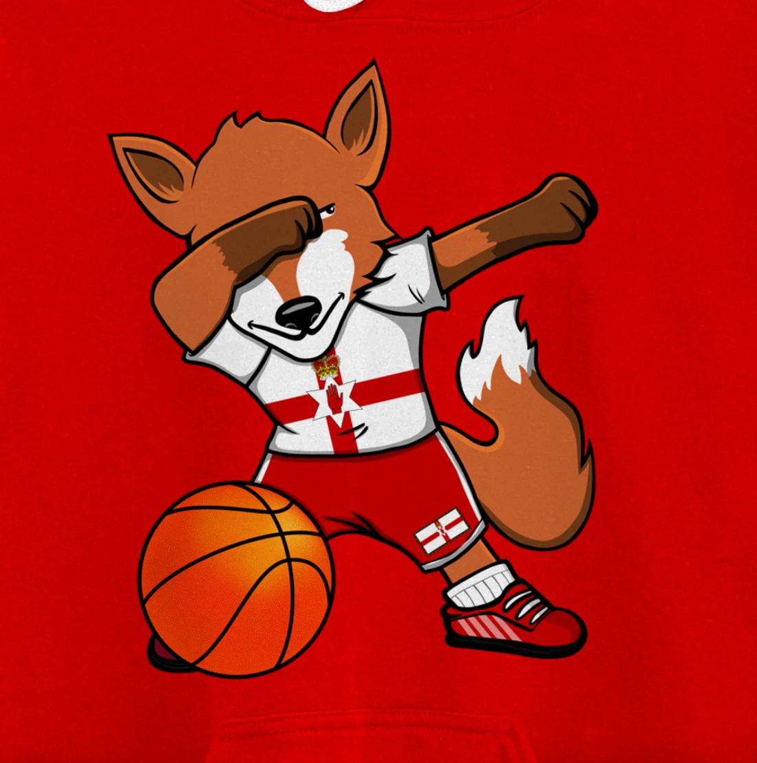 Dabbing Fox Northern Ireland Basketball Fans Jersey Pride Pullover Hoodie