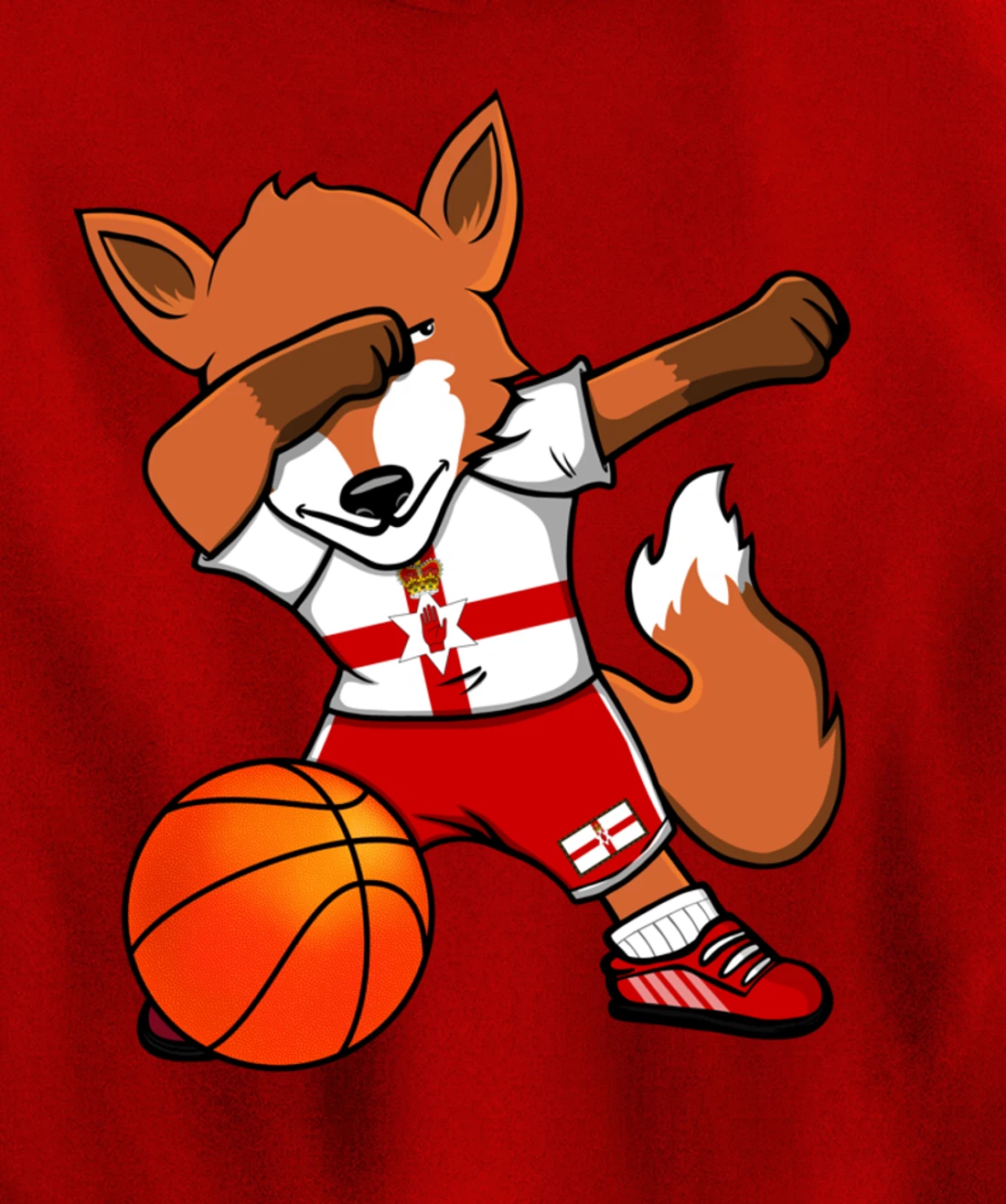 Dabbing Fox Northern Ireland Basketball Fans Jersey Pride Pullover Hoodie