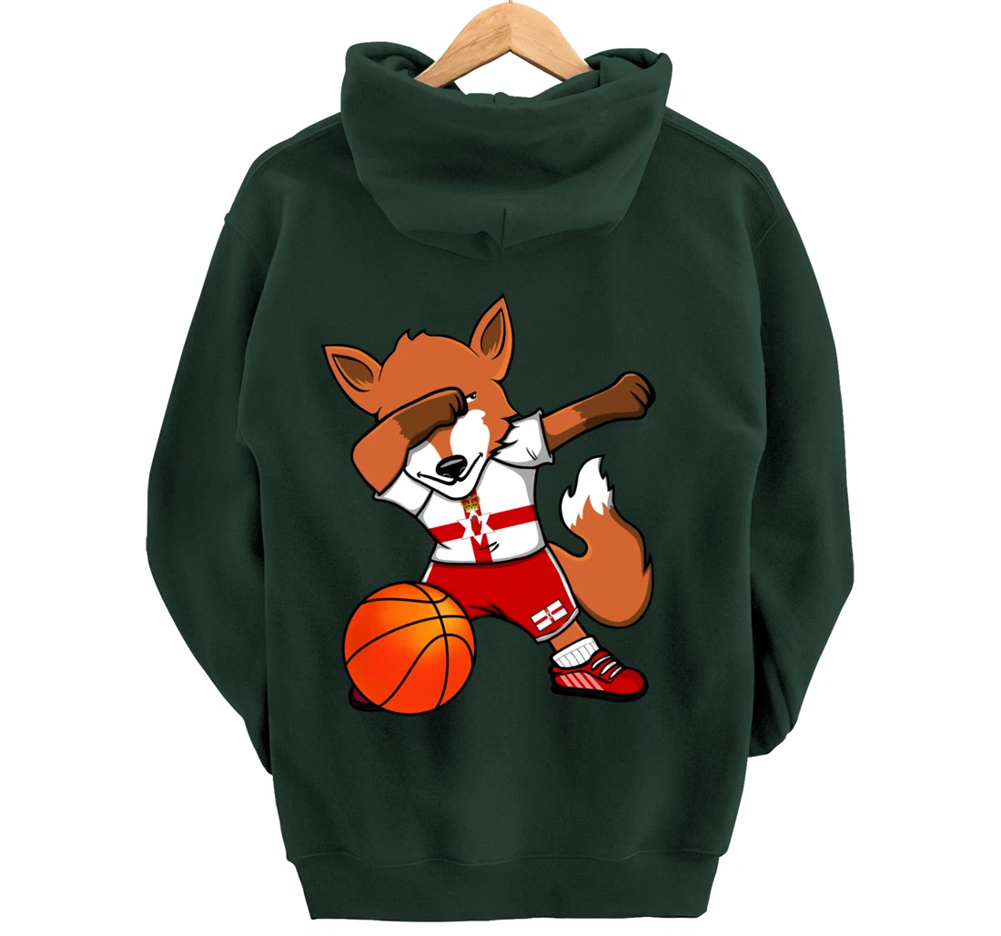 Dabbing Fox Northern Ireland Basketball Fans Jersey Pride Pullover Hoodie