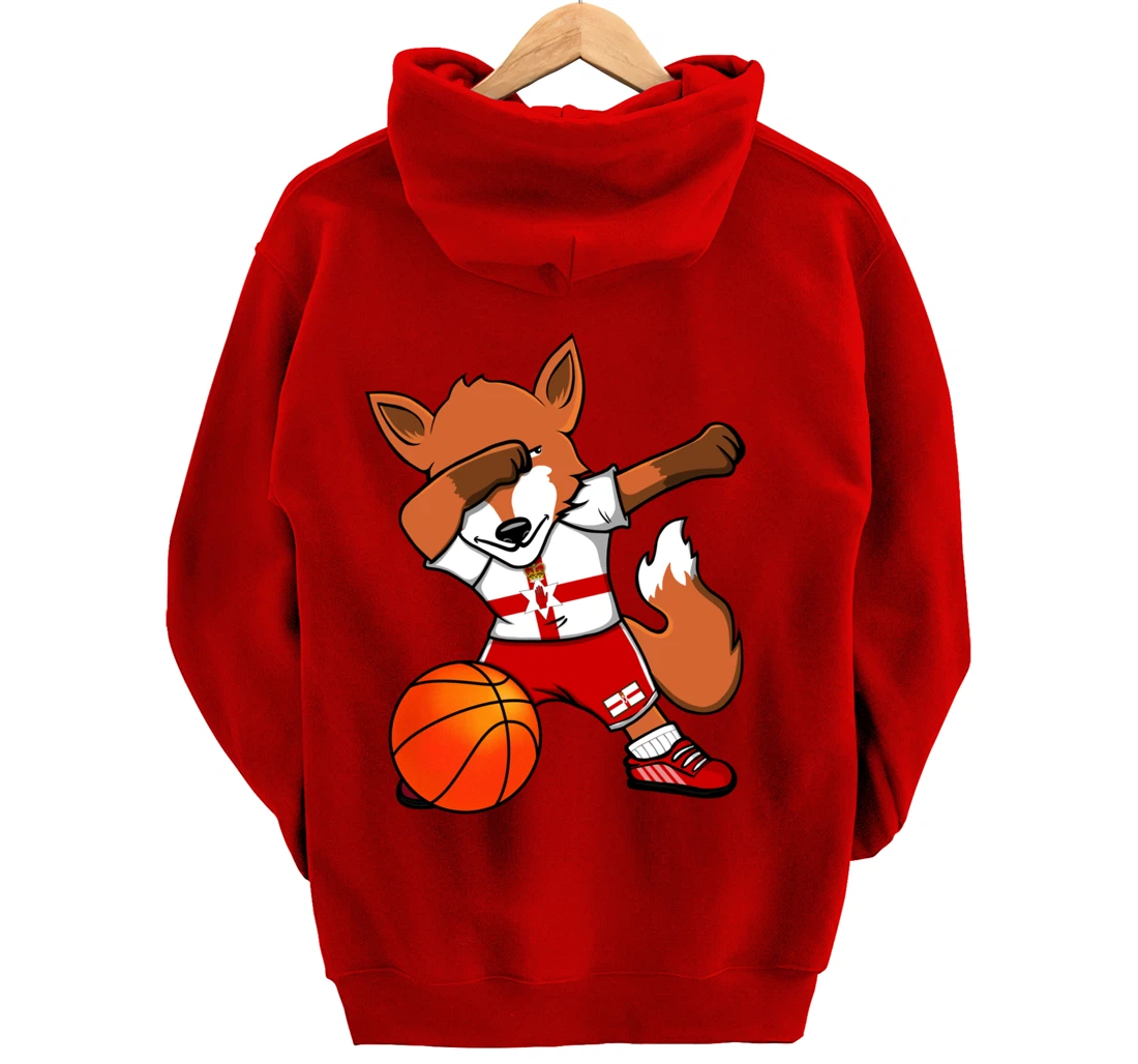 Dabbing Fox Northern Ireland Basketball Fans Jersey Pride Pullover Hoodie