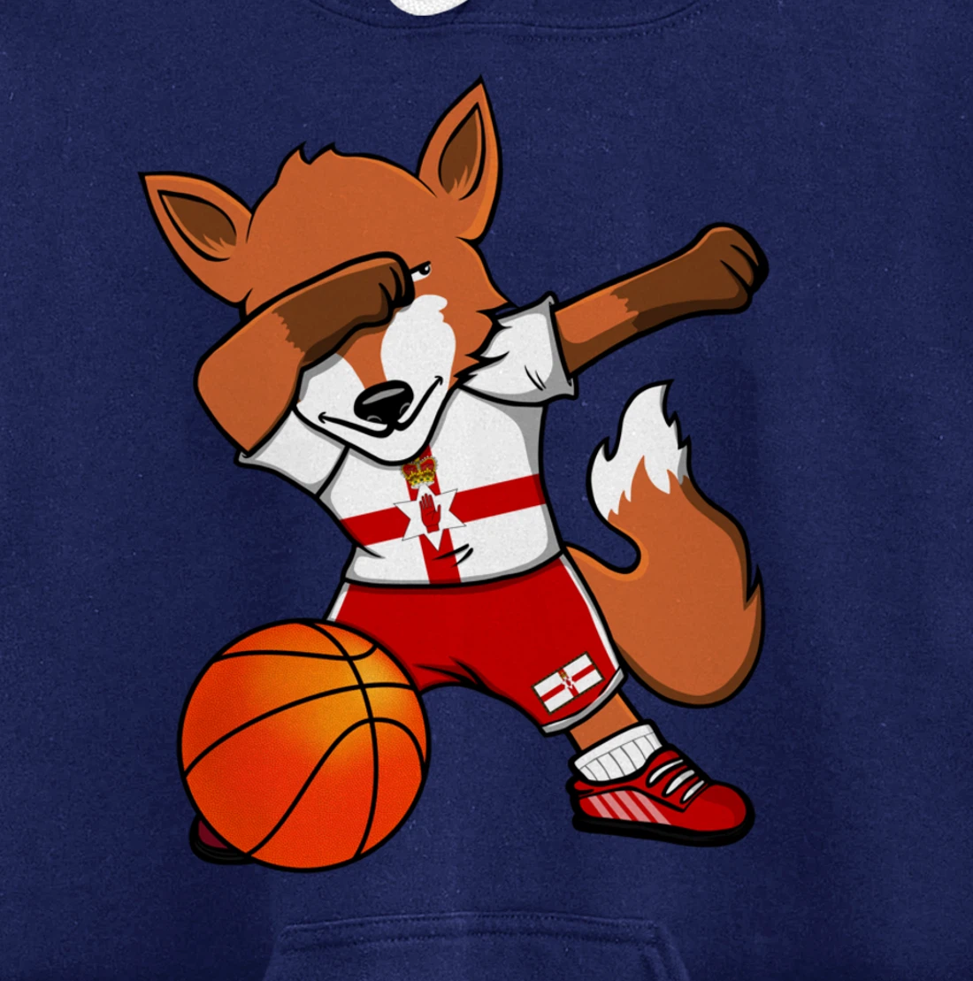 Dabbing Fox Northern Ireland Basketball Fans Jersey Pride Pullover Hoodie