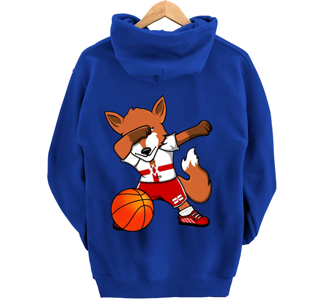 Dabbing Fox Northern Ireland Basketball Fans Jersey Pride Pullover Hoodie