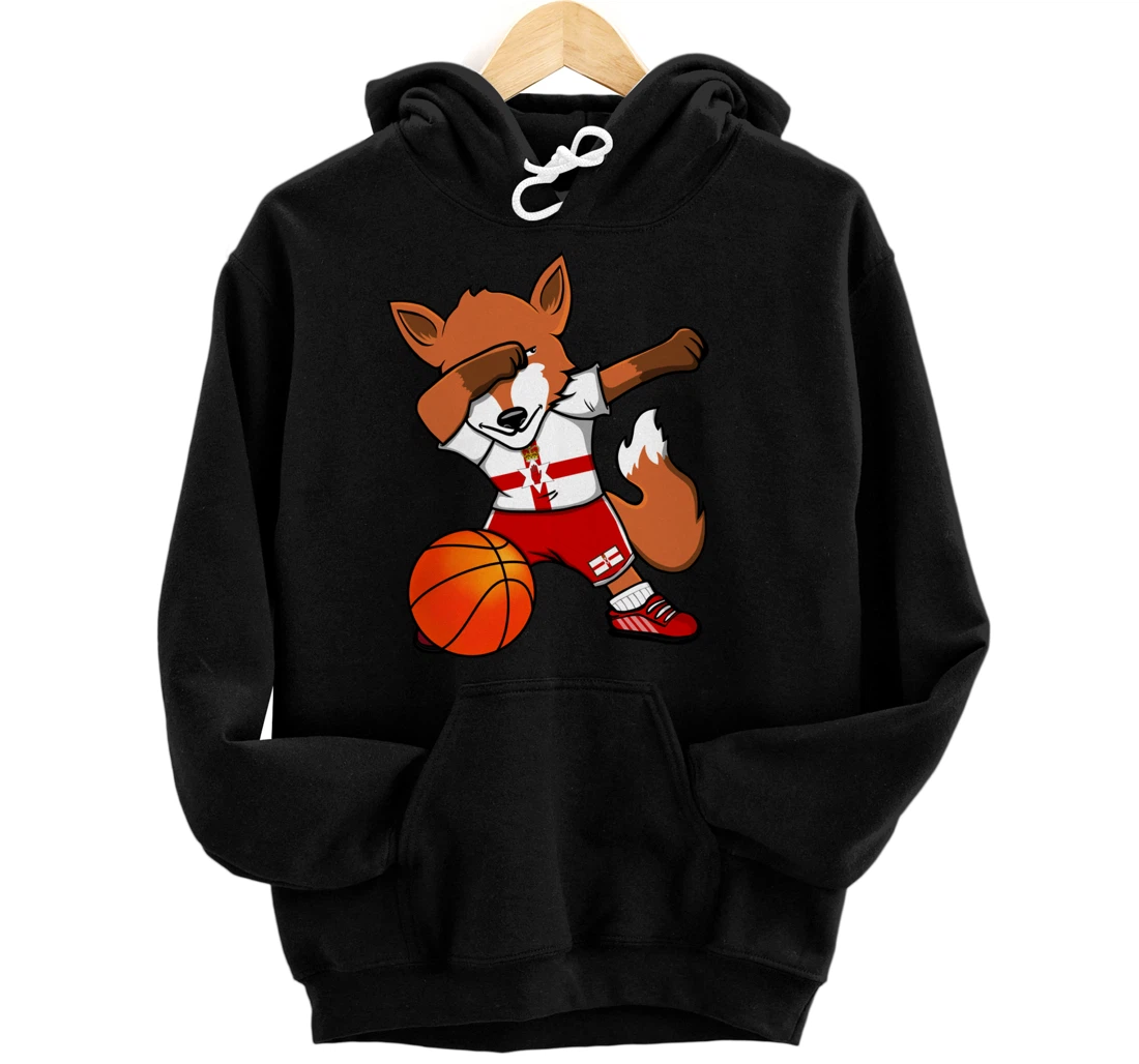 Dabbing Fox Northern Ireland Basketball Fans Jersey Pride Pullover Hoodie