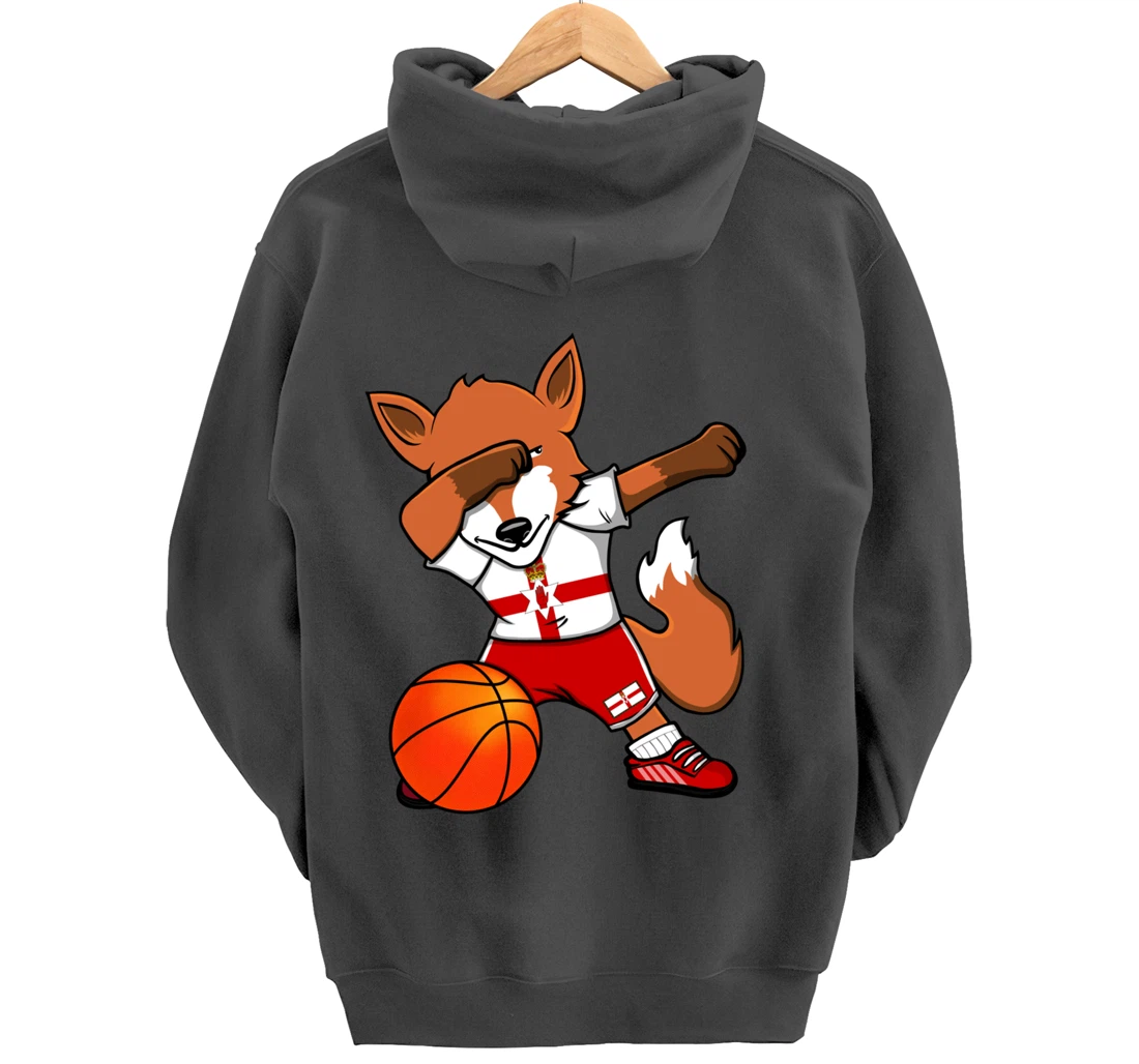 Dabbing Fox Northern Ireland Basketball Fans Jersey Pride Pullover Hoodie
