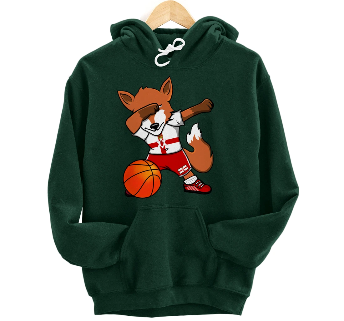 Dabbing Fox Northern Ireland Basketball Fans Jersey Pride Pullover Hoodie