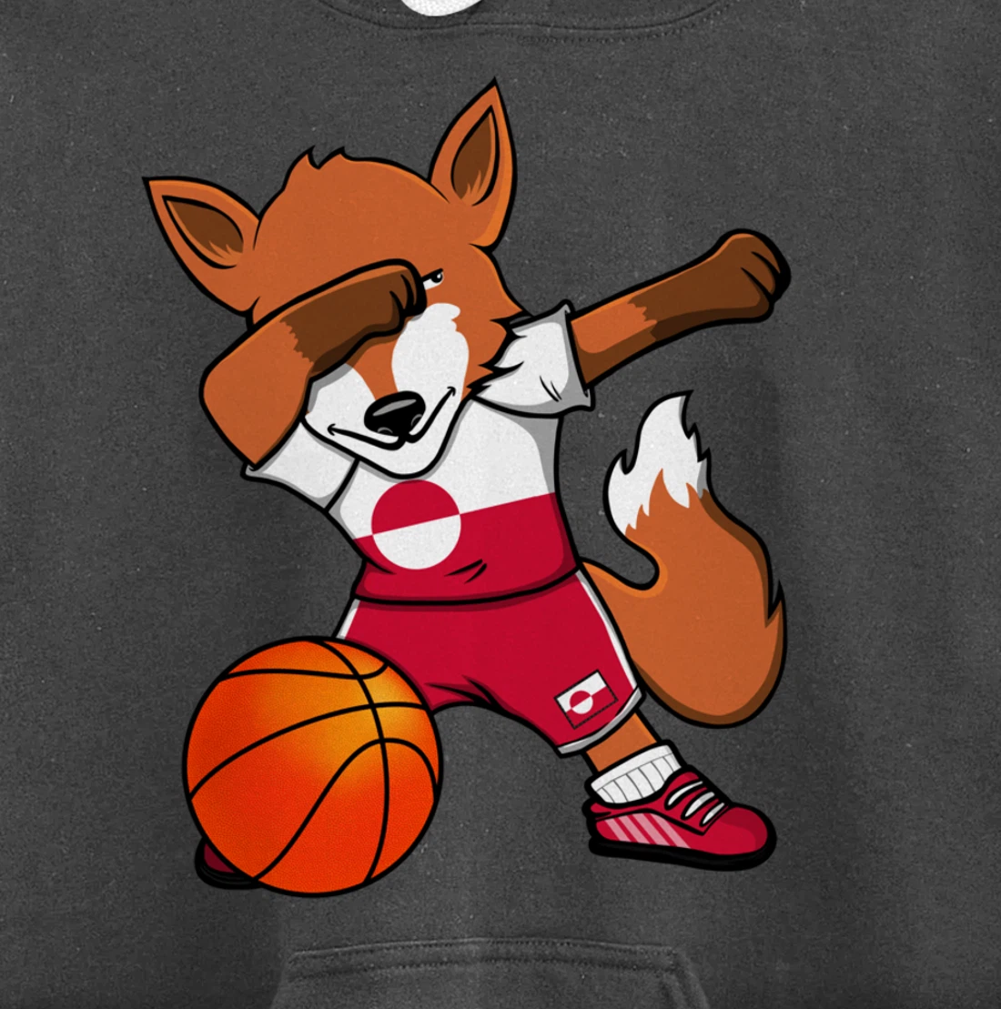 Dabbing Fox Greenland Basketball Fan Jersey Greenlandic Flag Pullover Hoodie