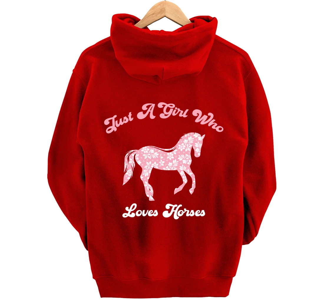 Just a Girl Who Loves Horses Cute Riding Pony Lovers Pullover Hoodie