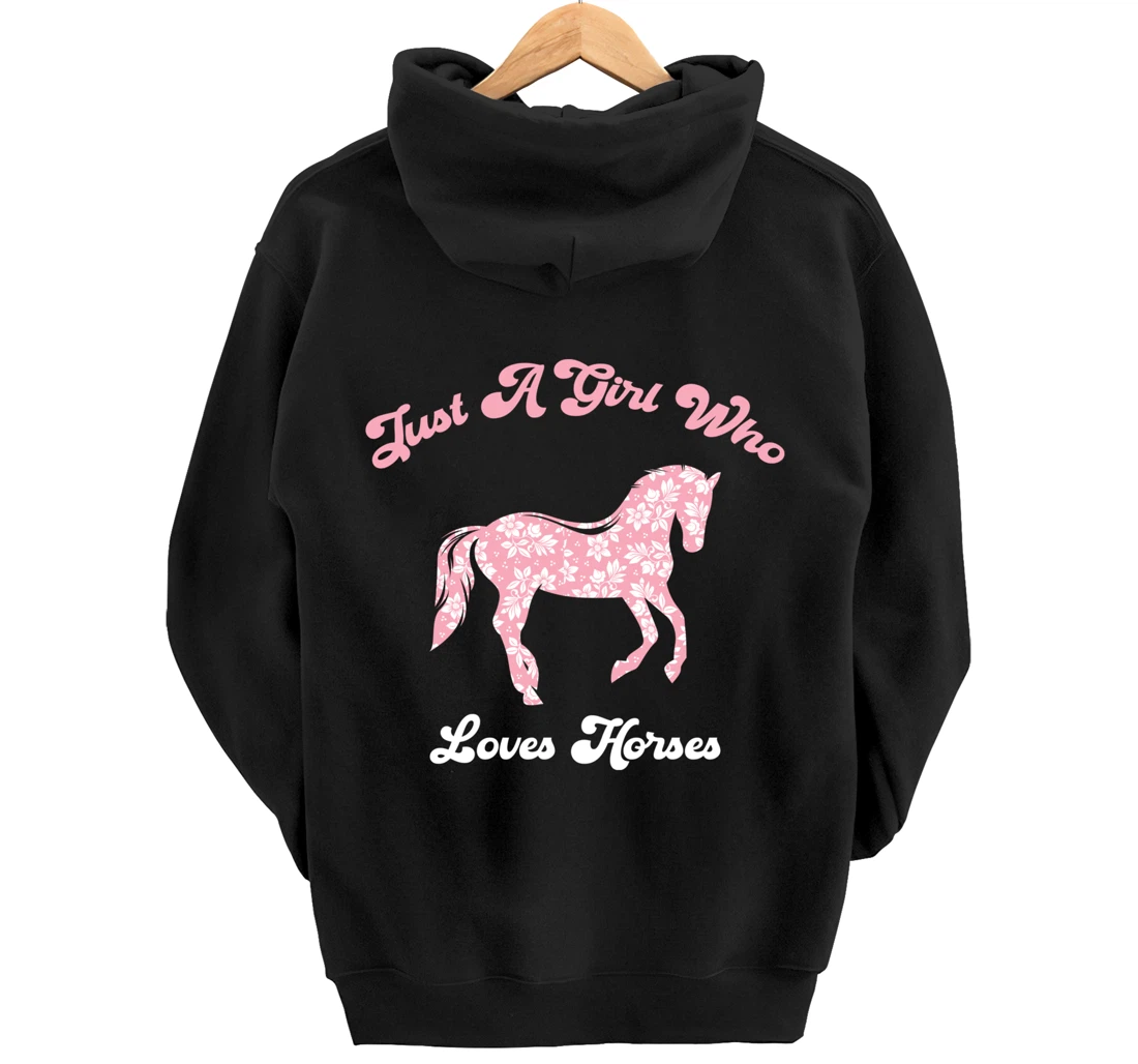 Just a Girl Who Loves Horses Cute Riding Pony Lovers Pullover Hoodie