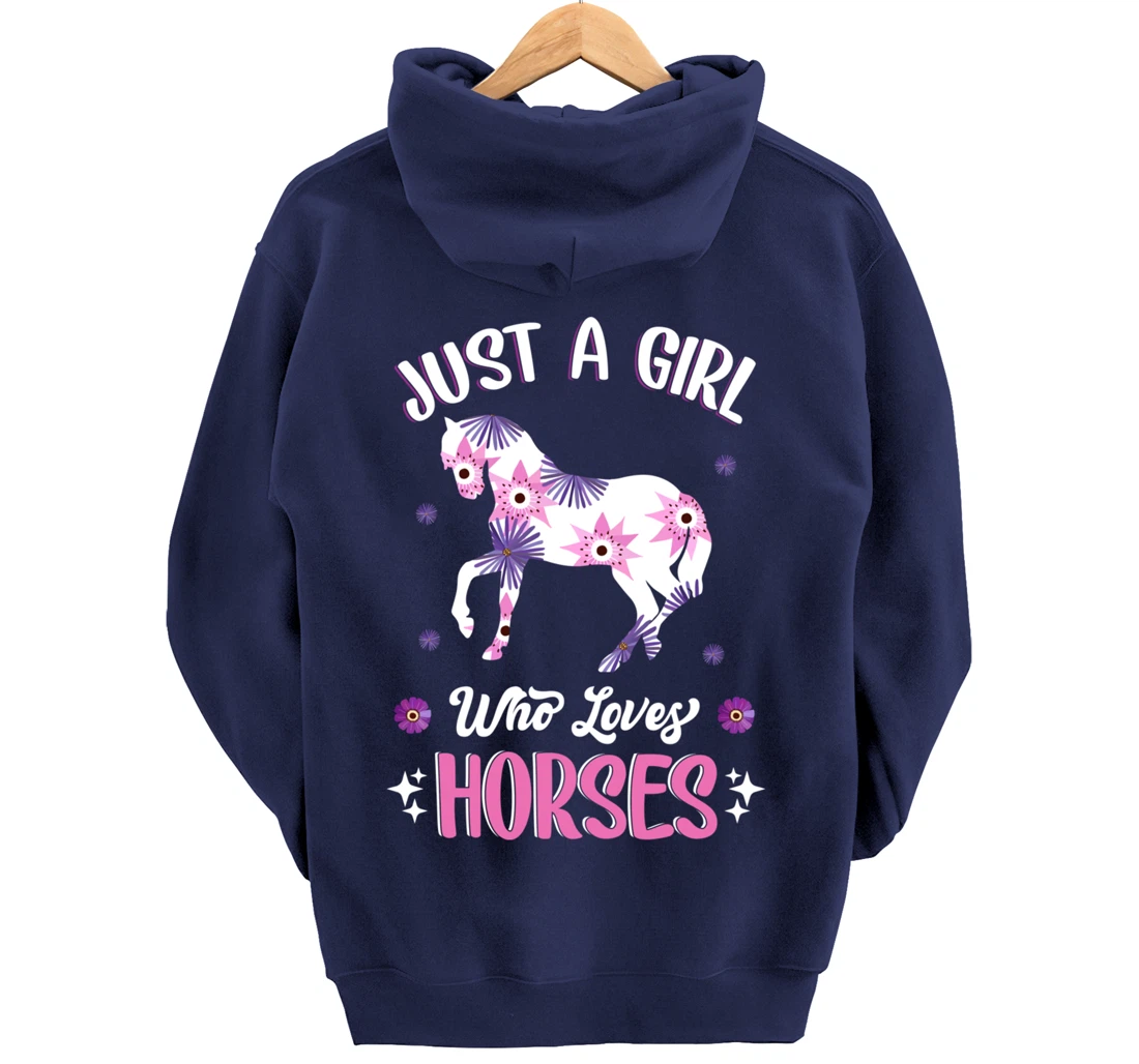 Just a Girl Who Loves Horses Cute Riding Pony Horse Lovers Pullover Hoodie