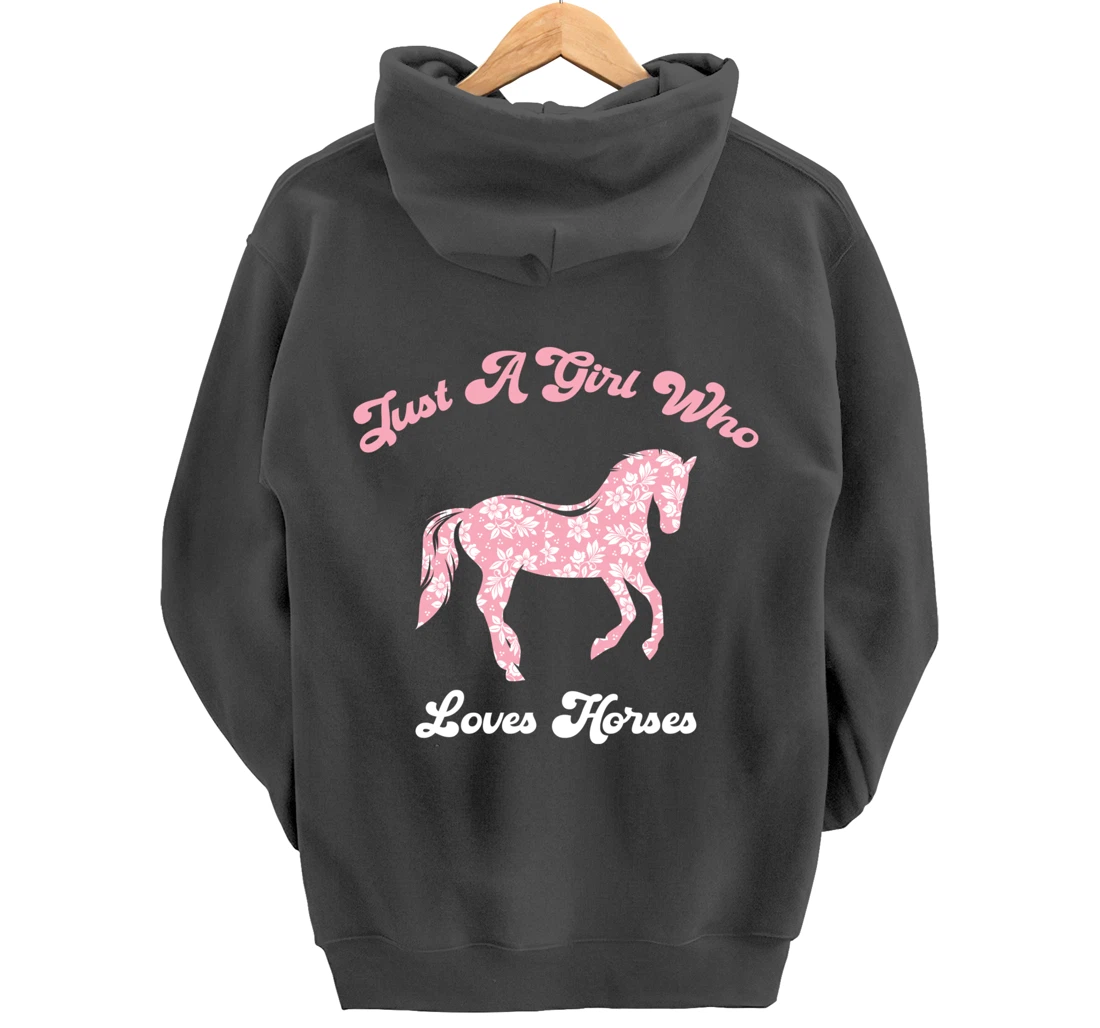 Just a Girl Who Loves Horses Cute Riding Pony Lovers Pullover Hoodie