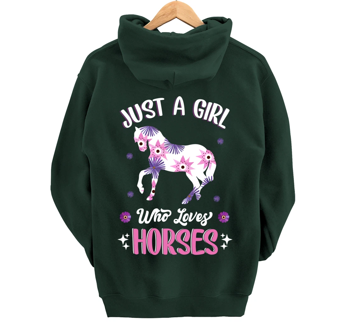 Just a Girl Who Loves Horses Cute Riding Pony Horse Lovers Pullover Hoodie