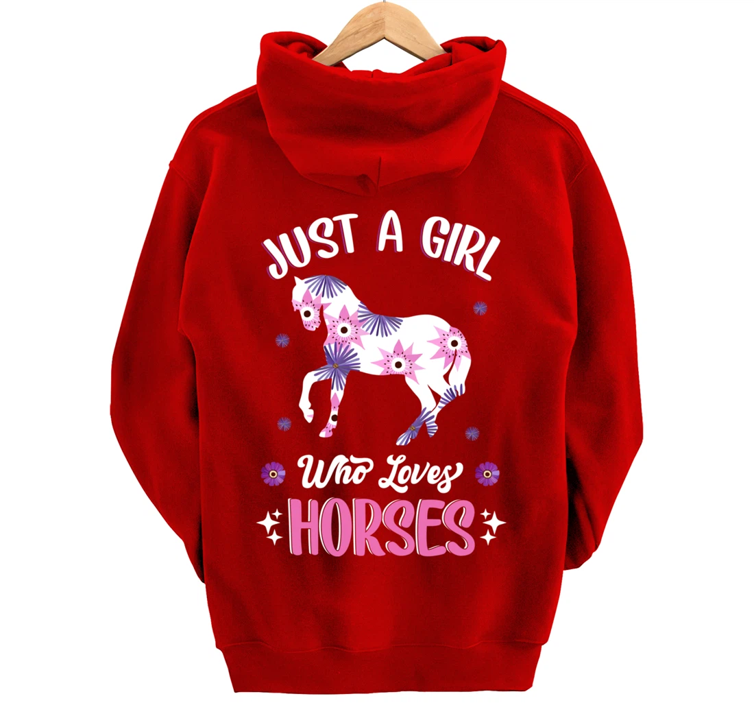 Just a Girl Who Loves Horses Cute Riding Pony Horse Lovers Pullover Hoodie