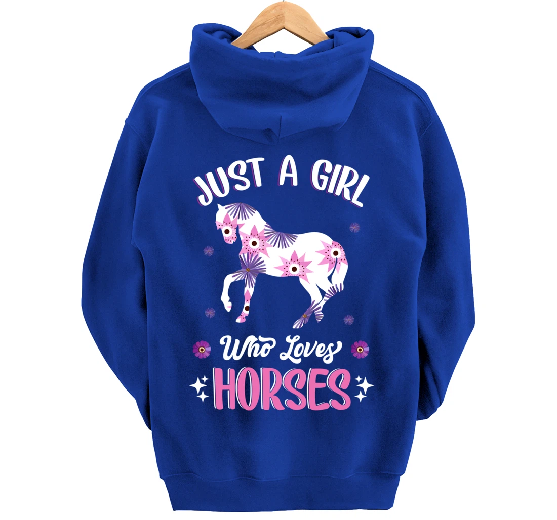 Just a Girl Who Loves Horses Cute Riding Pony Horse Lovers Pullover Hoodie