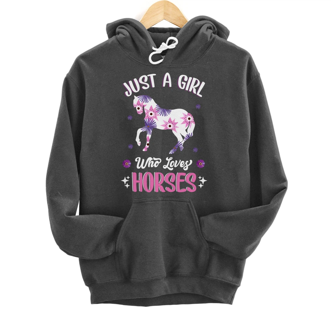 Just a Girl Who Loves Horses Cute Riding Pony Horse Lovers Pullover Hoodie
