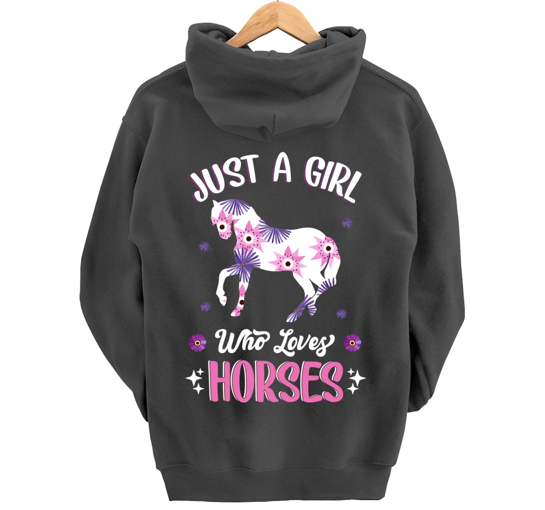 Just a Girl Who Loves Horses Cute Riding Pony Horse Lovers Pullover Hoodie