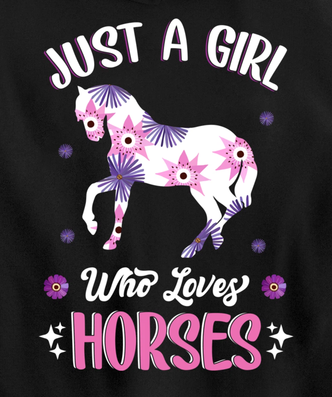 Just a Girl Who Loves Horses Cute Riding Pony Horse Lovers Pullover Hoodie