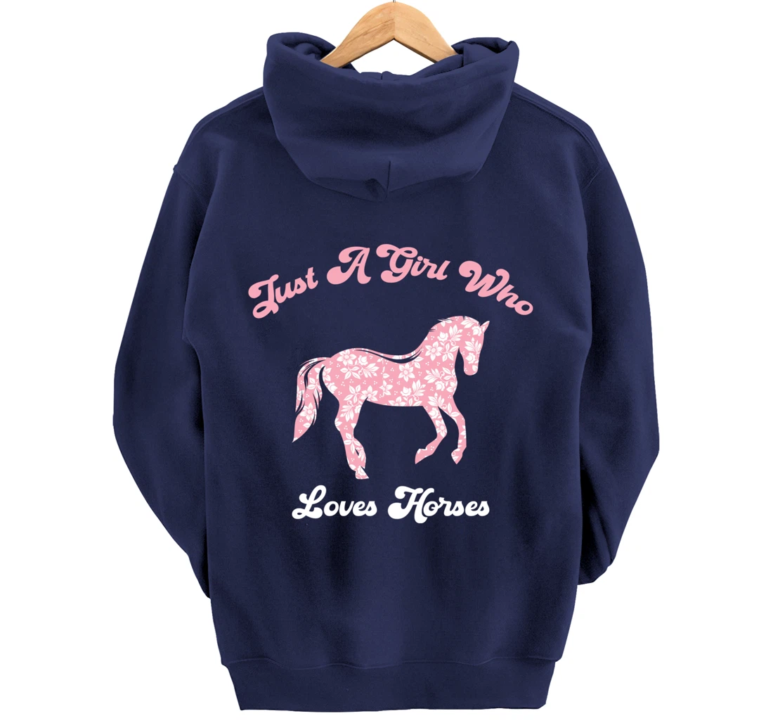 Just a Girl Who Loves Horses Cute Riding Pony Lovers Pullover Hoodie