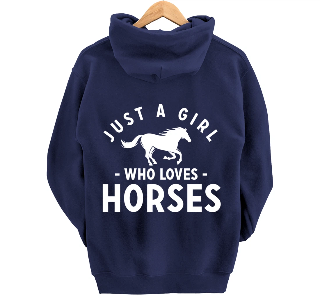 Just a Girl Who Loves Horses - Pony Lovers Horse Riding Cute Pullover Hoodie