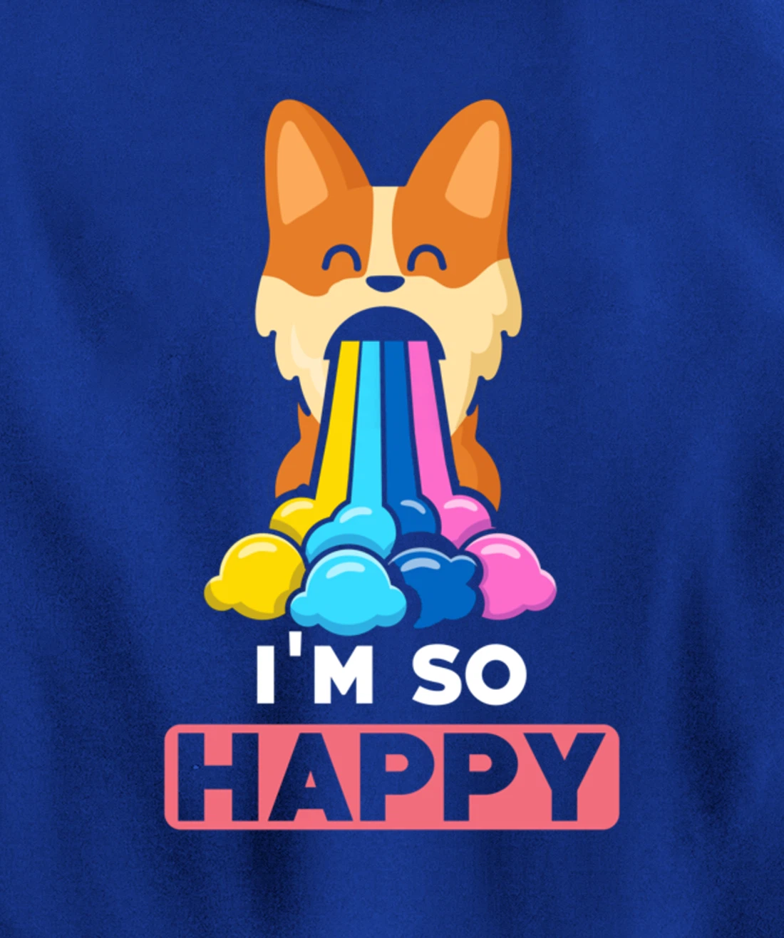 Kawaii funny Animals - Im so Happy - Corgi Pullover Hoodie