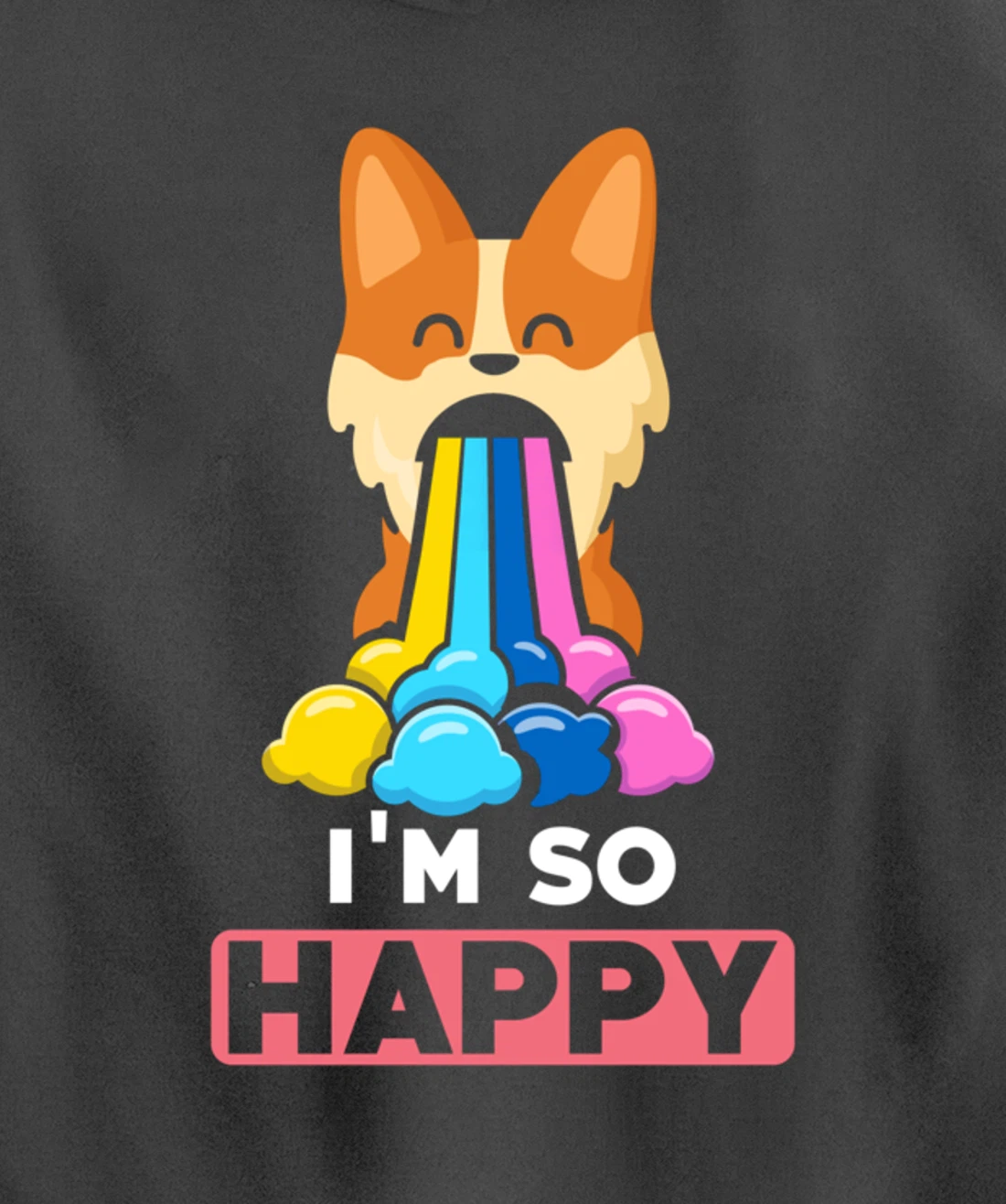 Kawaii funny Animals - Im so Happy - Corgi Pullover Hoodie