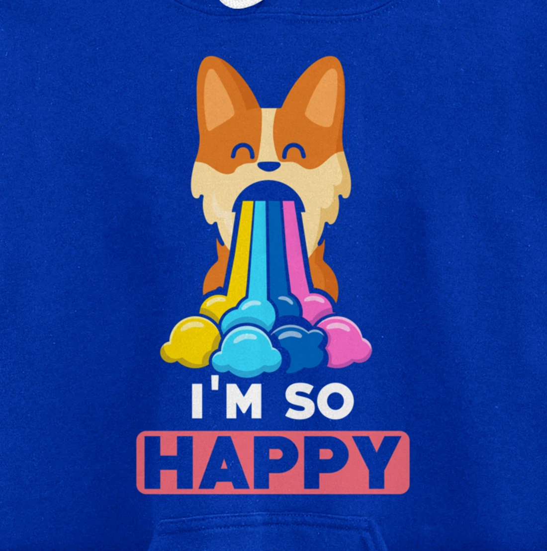 Kawaii funny Animals - Im so Happy - Corgi Pullover Hoodie