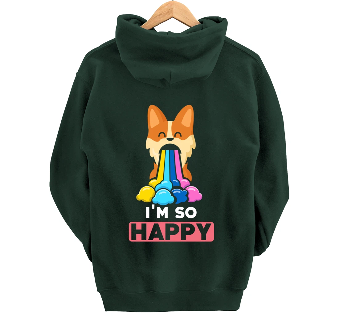 Kawaii funny Animals - Im so Happy - Corgi Pullover Hoodie