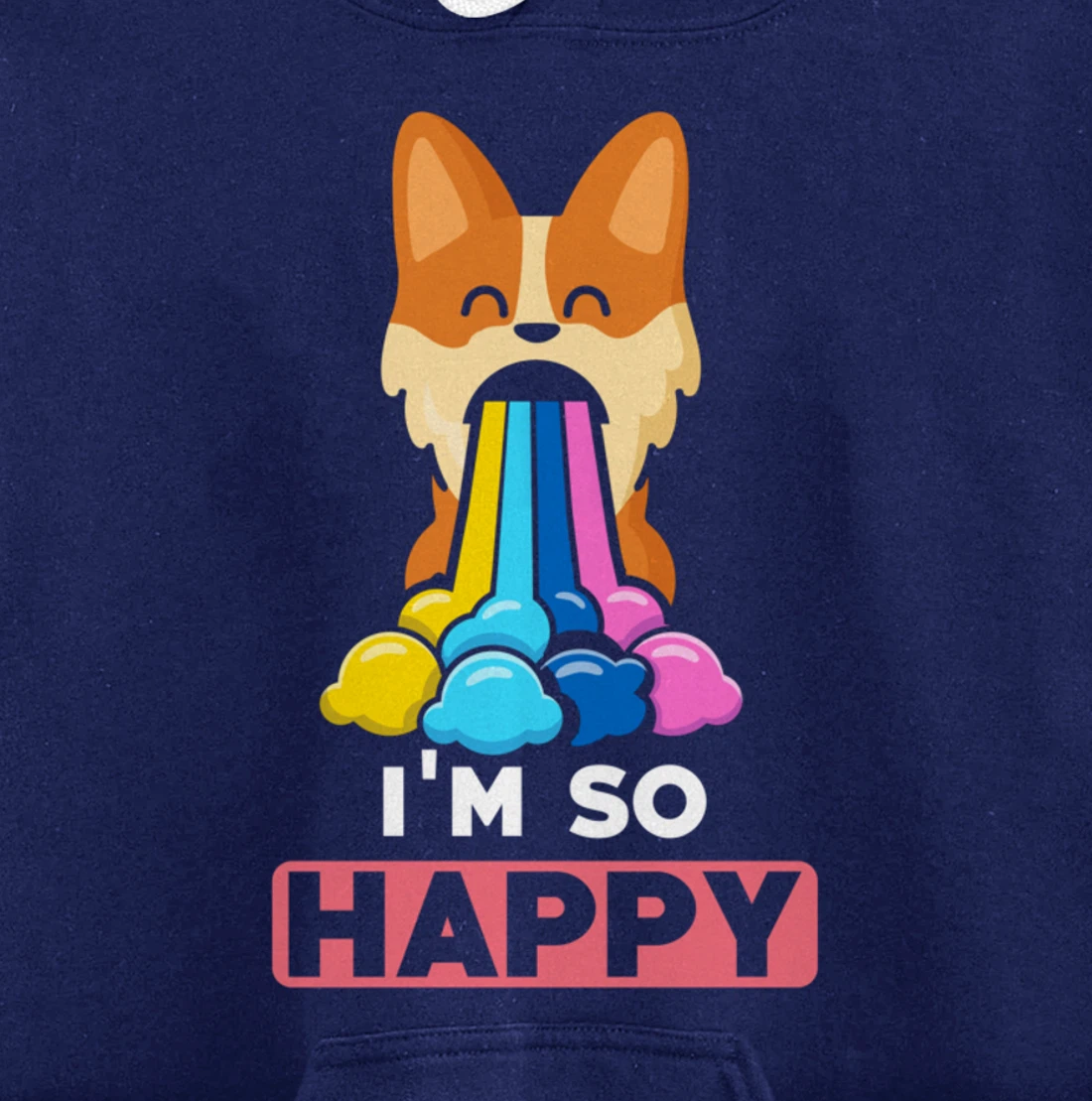 Kawaii funny Animals - Im so Happy - Corgi Pullover Hoodie