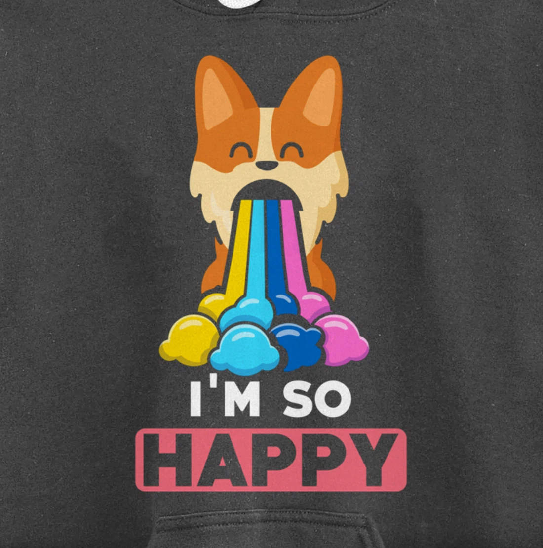 Kawaii funny Animals - Im so Happy - Corgi Pullover Hoodie