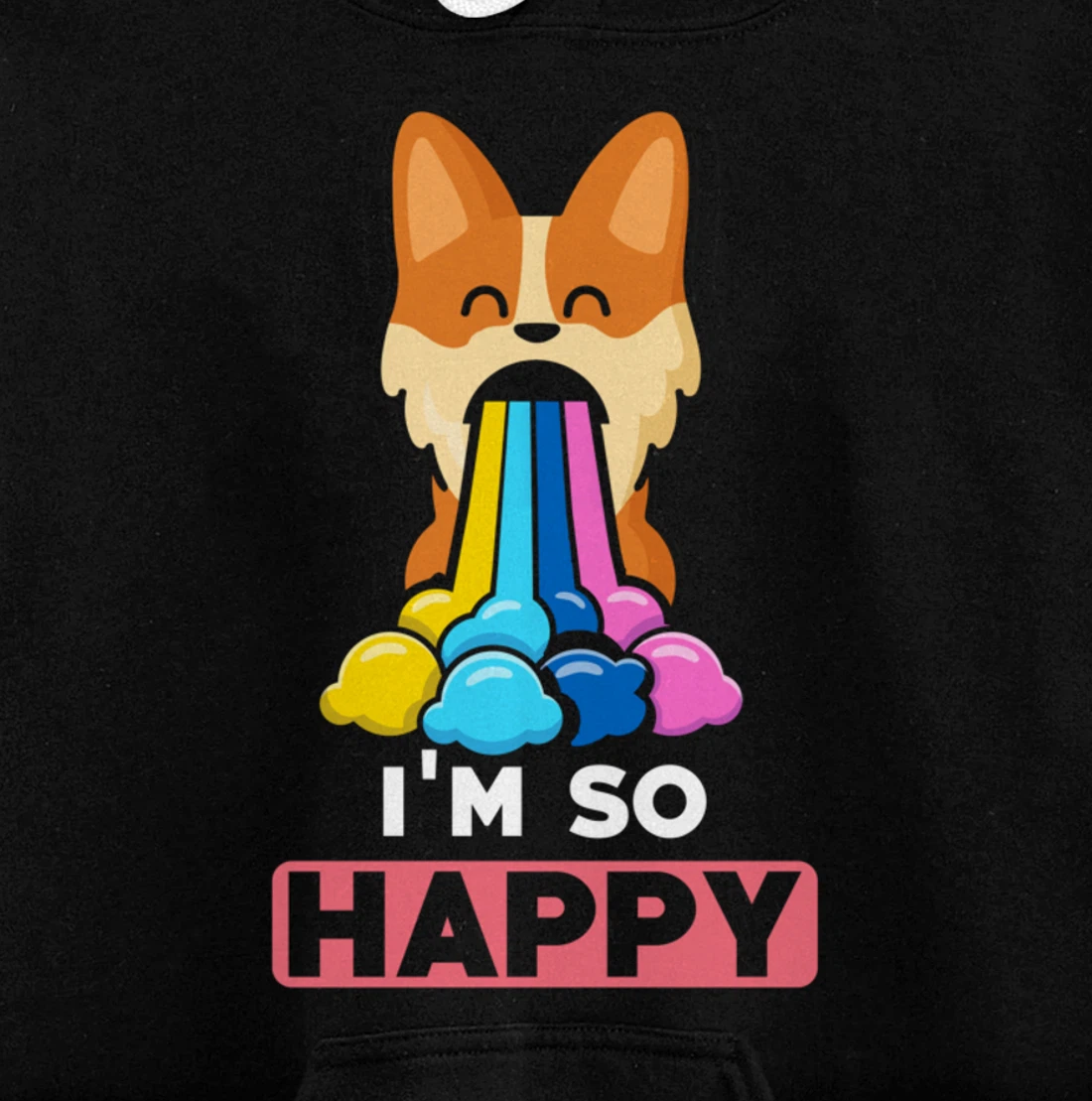 Kawaii funny Animals - Im so Happy - Corgi Pullover Hoodie
