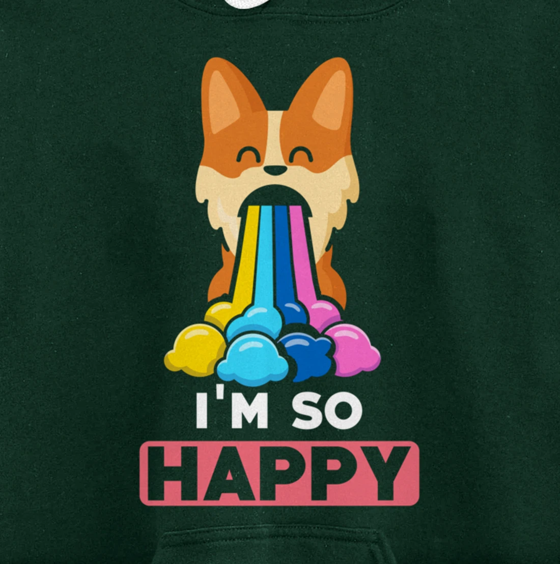 Kawaii funny Animals - Im so Happy - Corgi Pullover Hoodie