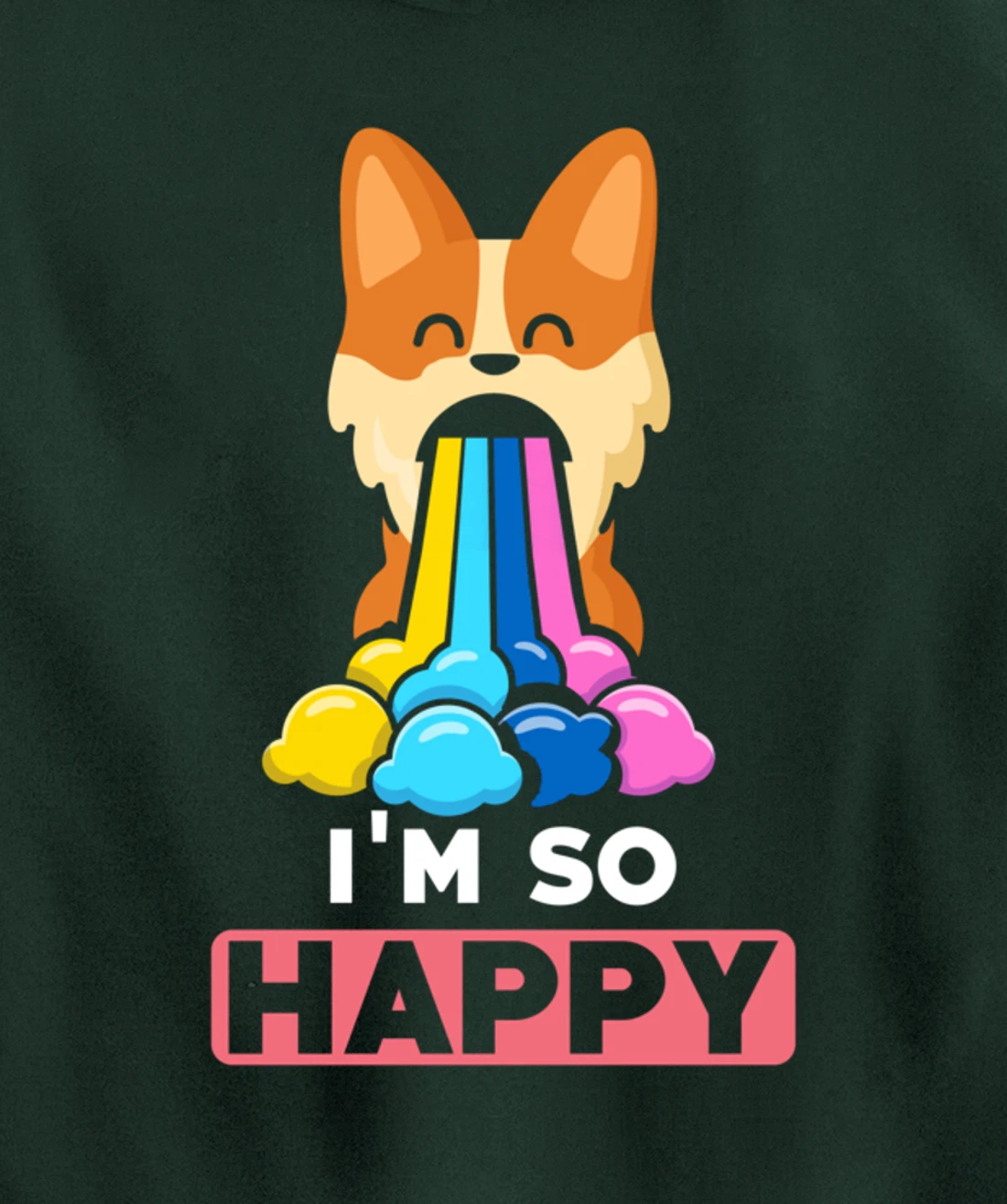 Kawaii funny Animals - Im so Happy - Corgi Pullover Hoodie