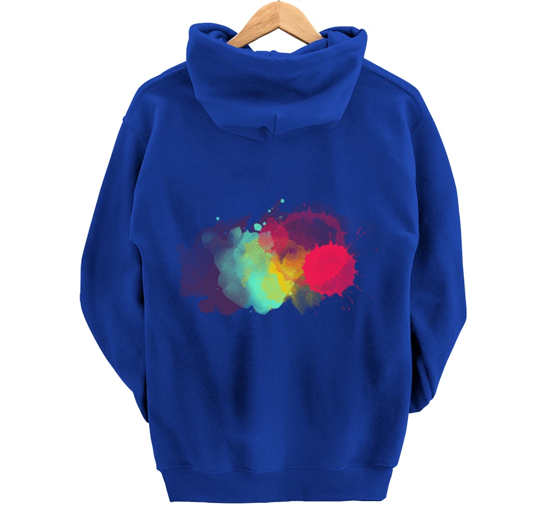 Dirty Paint Splatter Rainbow Abstract For Artist Painter Pullover Hoodie