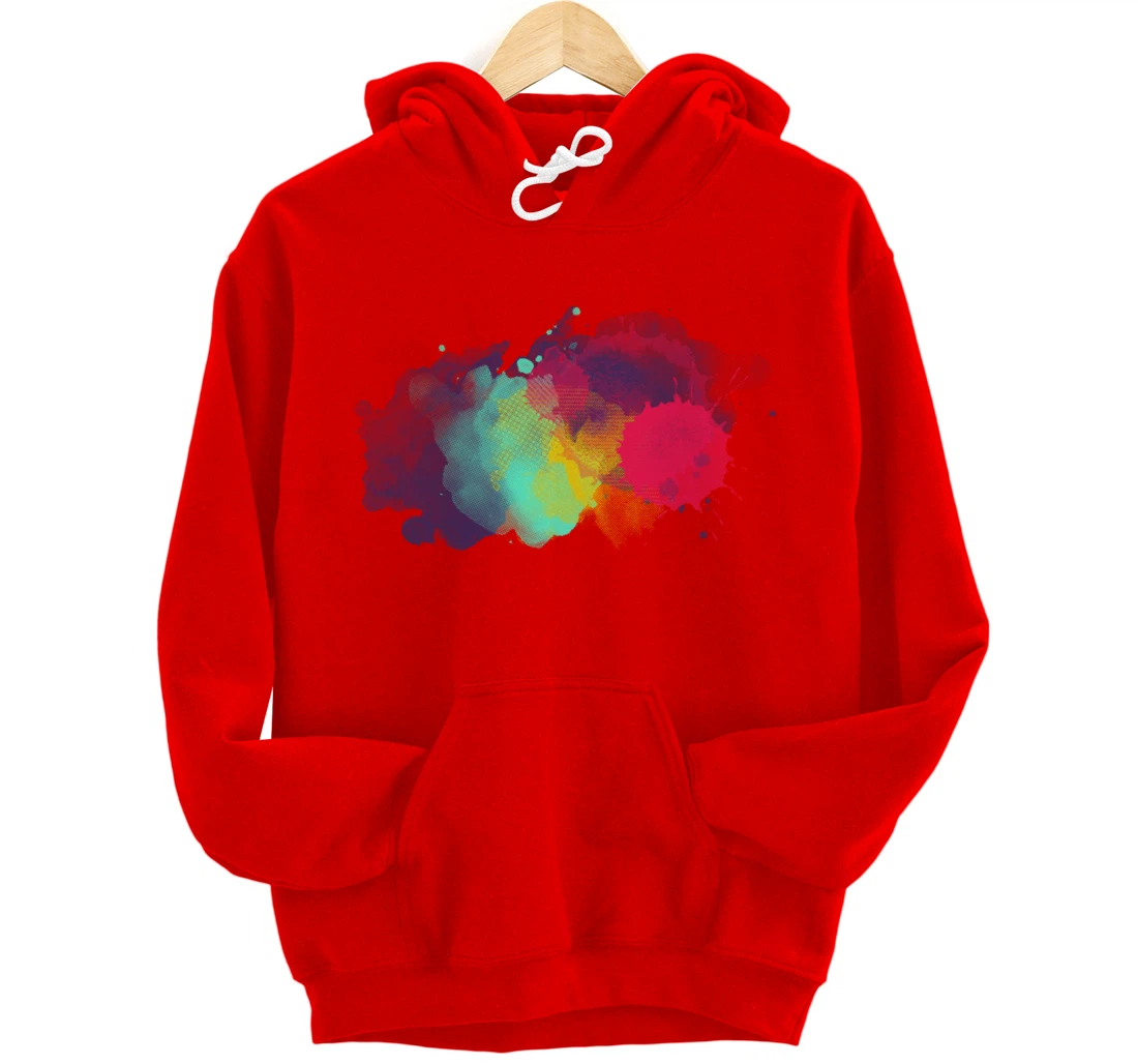 Dirty Paint Splatter Rainbow Abstract For Artist Painter Pullover Hoodie