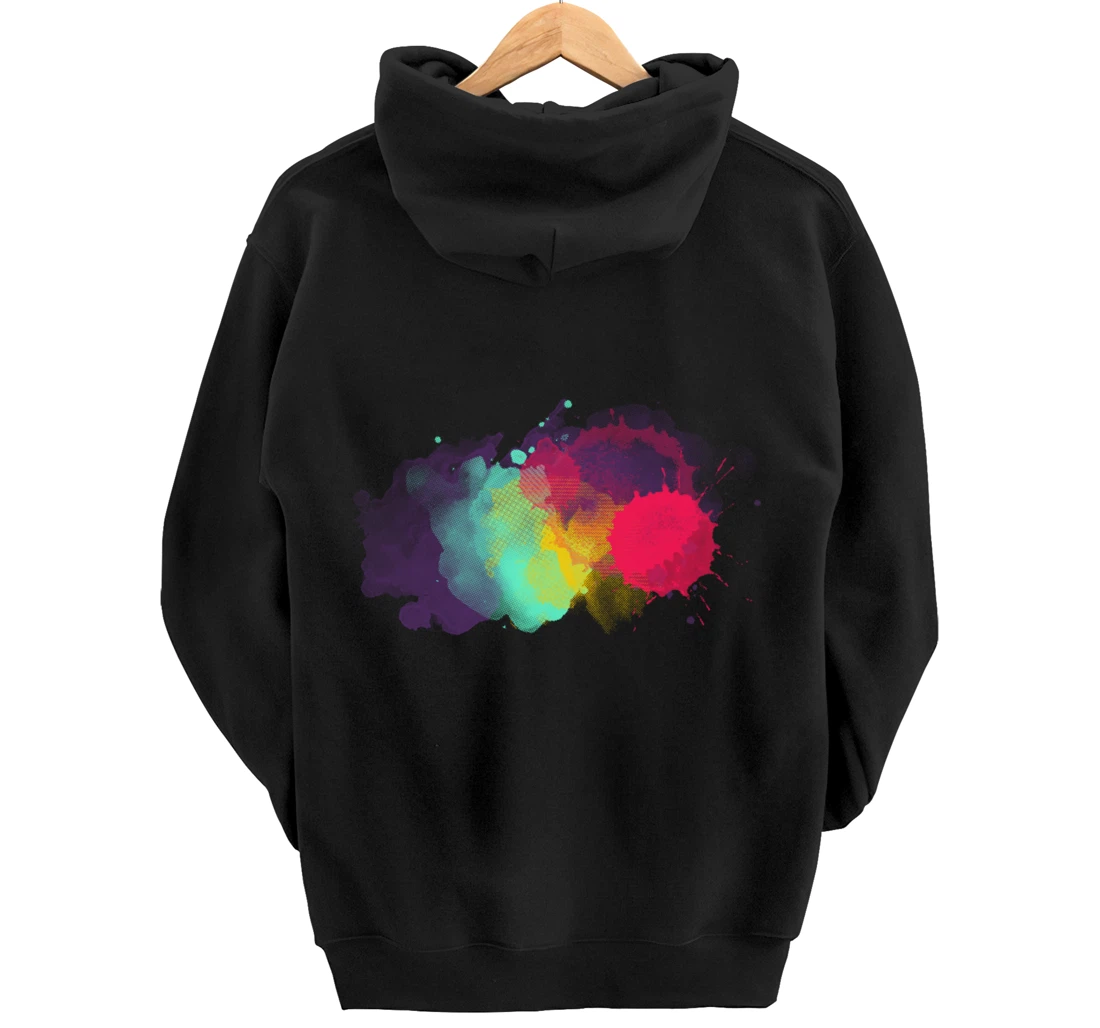 Dirty Paint Splatter Rainbow Abstract For Artist Painter Pullover Hoodie