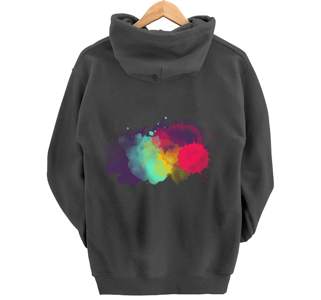 Dirty Paint Splatter Rainbow Abstract For Artist Painter Pullover Hoodie