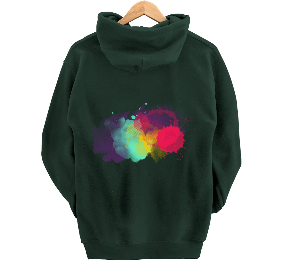 Dirty Paint Splatter Rainbow Abstract For Artist Painter Pullover Hoodie