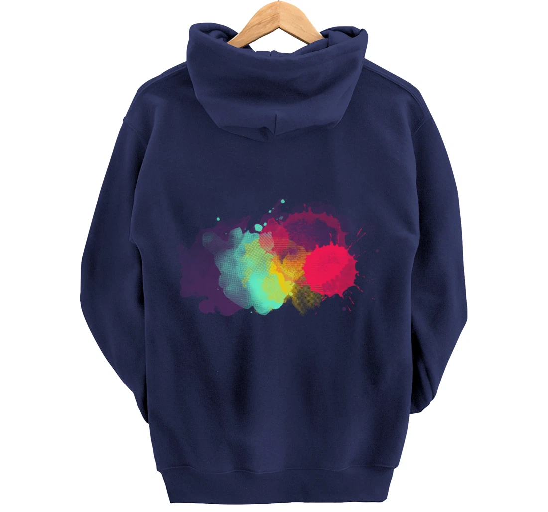 Dirty Paint Splatter Rainbow Abstract For Artist Painter Pullover Hoodie