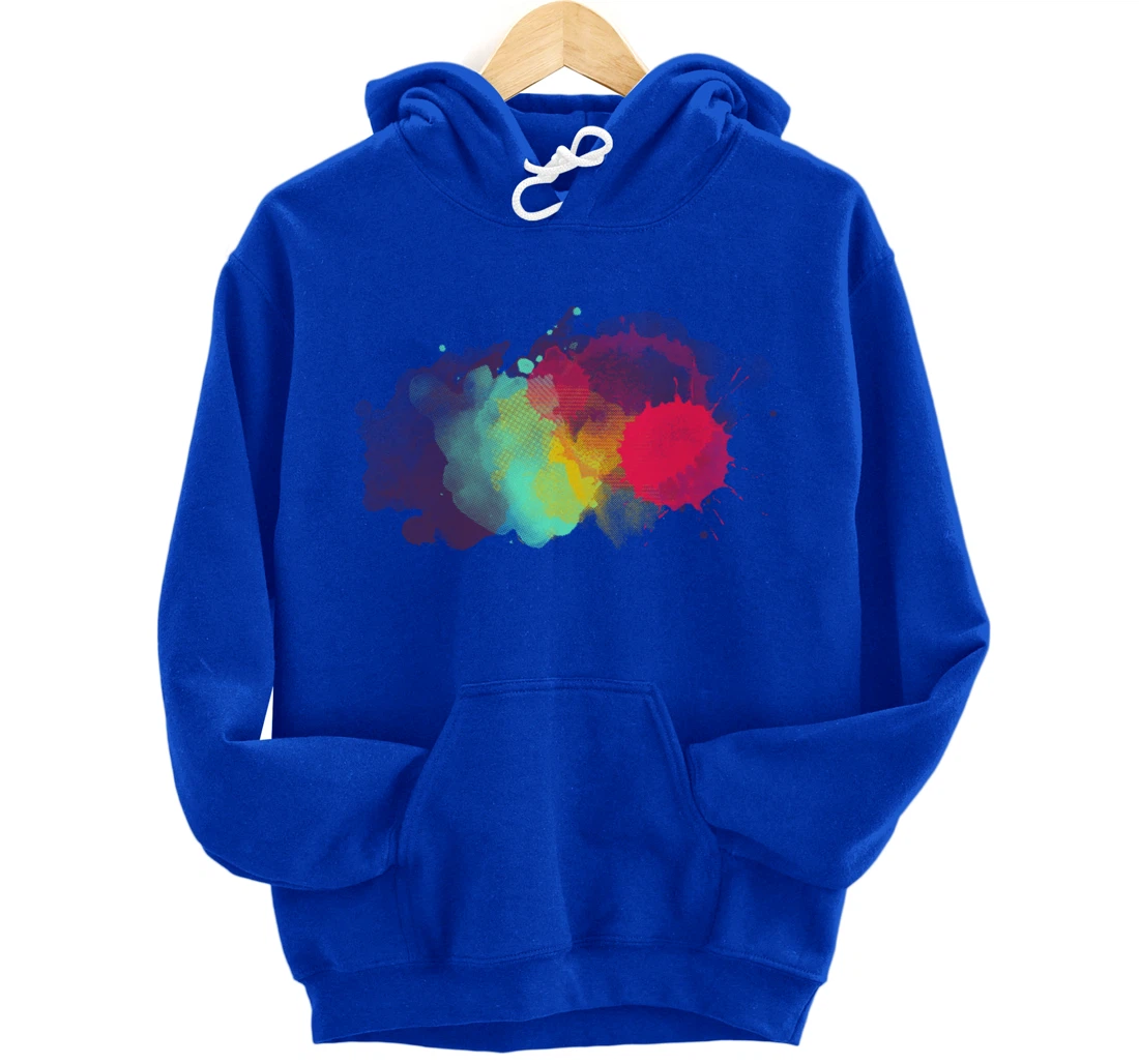 Dirty Paint Splatter Rainbow Abstract For Artist Painter Pullover Hoodie