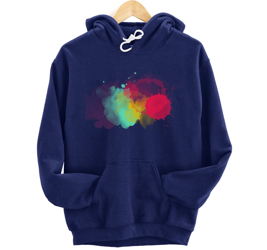 Dirty Paint Splatter Rainbow Abstract For Artist Painter Pullover Hoodie