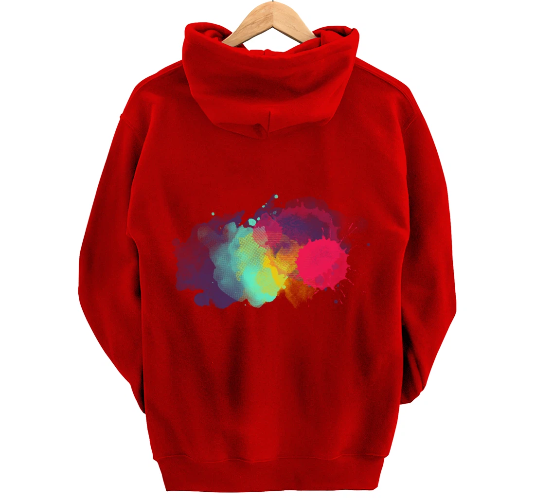 Dirty Paint Splatter Rainbow Abstract For Artist Painter Pullover Hoodie
