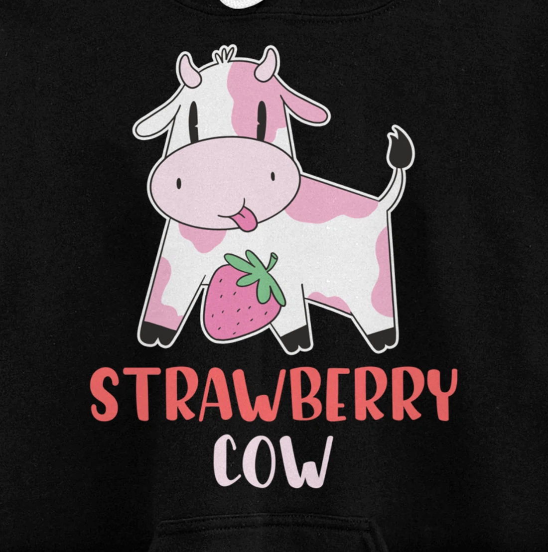 Pink Strawberry Cow Summer Fruit For Berry Lover Pullover Hoodie