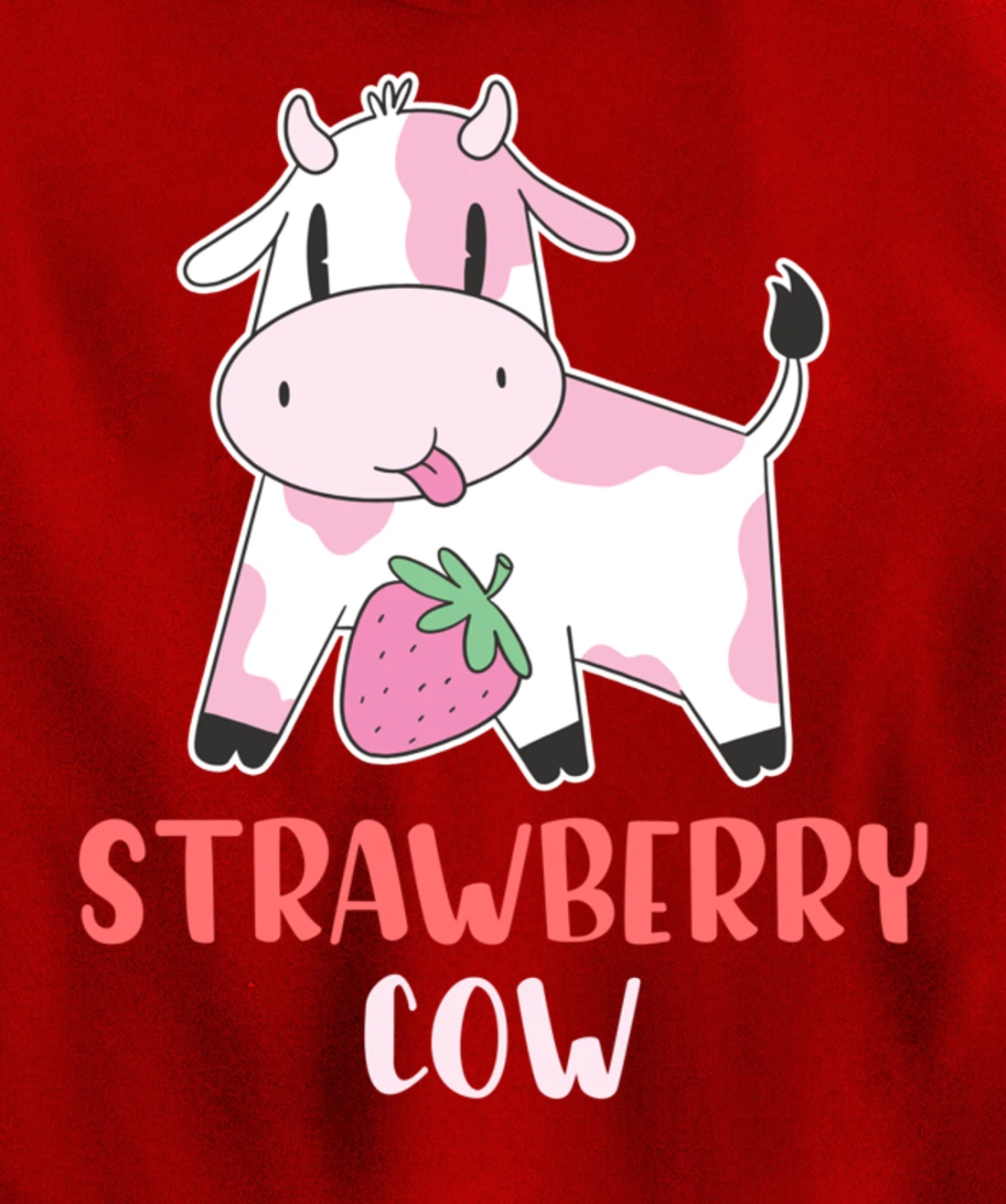 Pink Strawberry Cow Summer Fruit For Berry Lover Pullover Hoodie