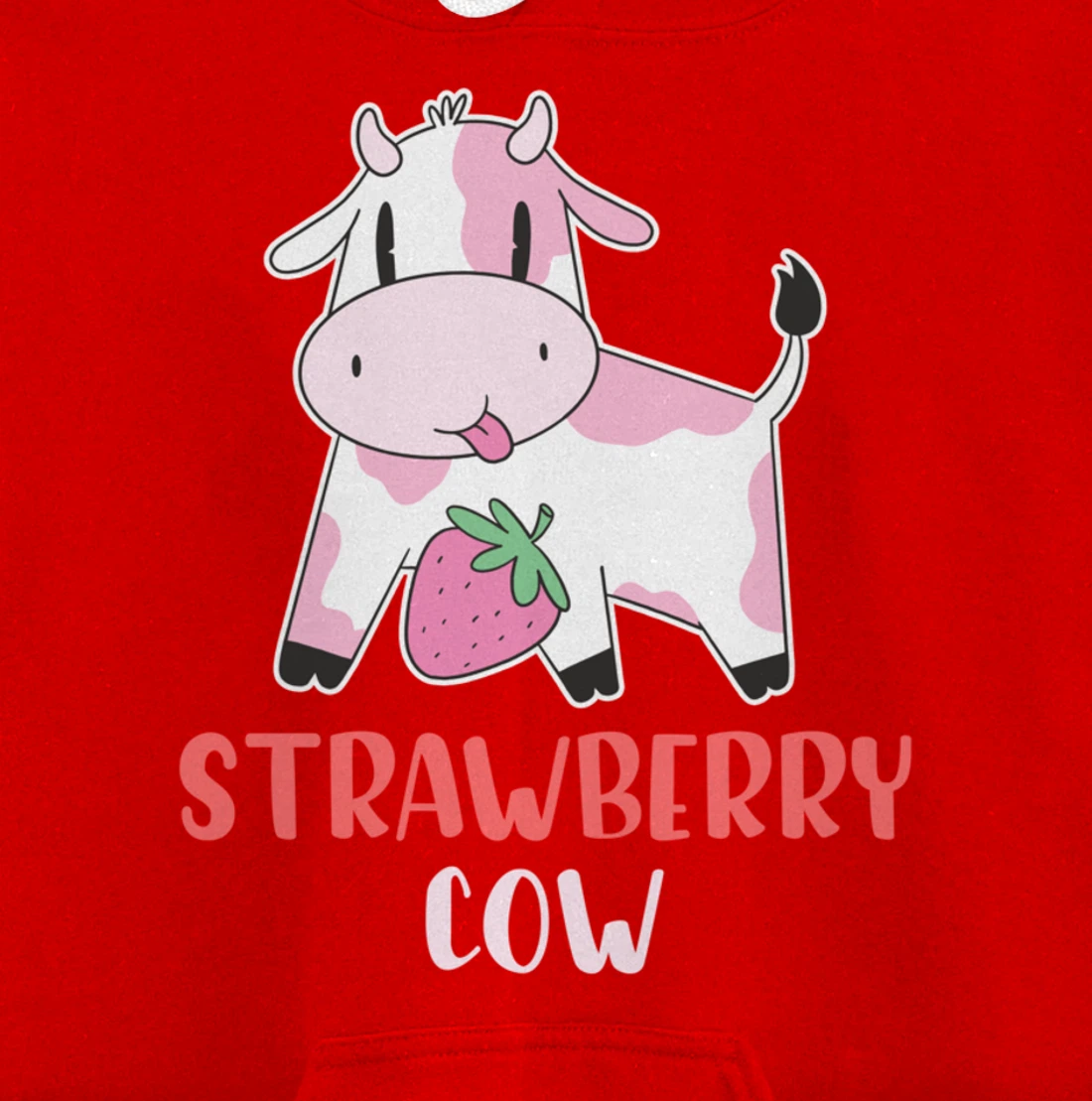 Pink Strawberry Cow Summer Fruit For Berry Lover Pullover Hoodie