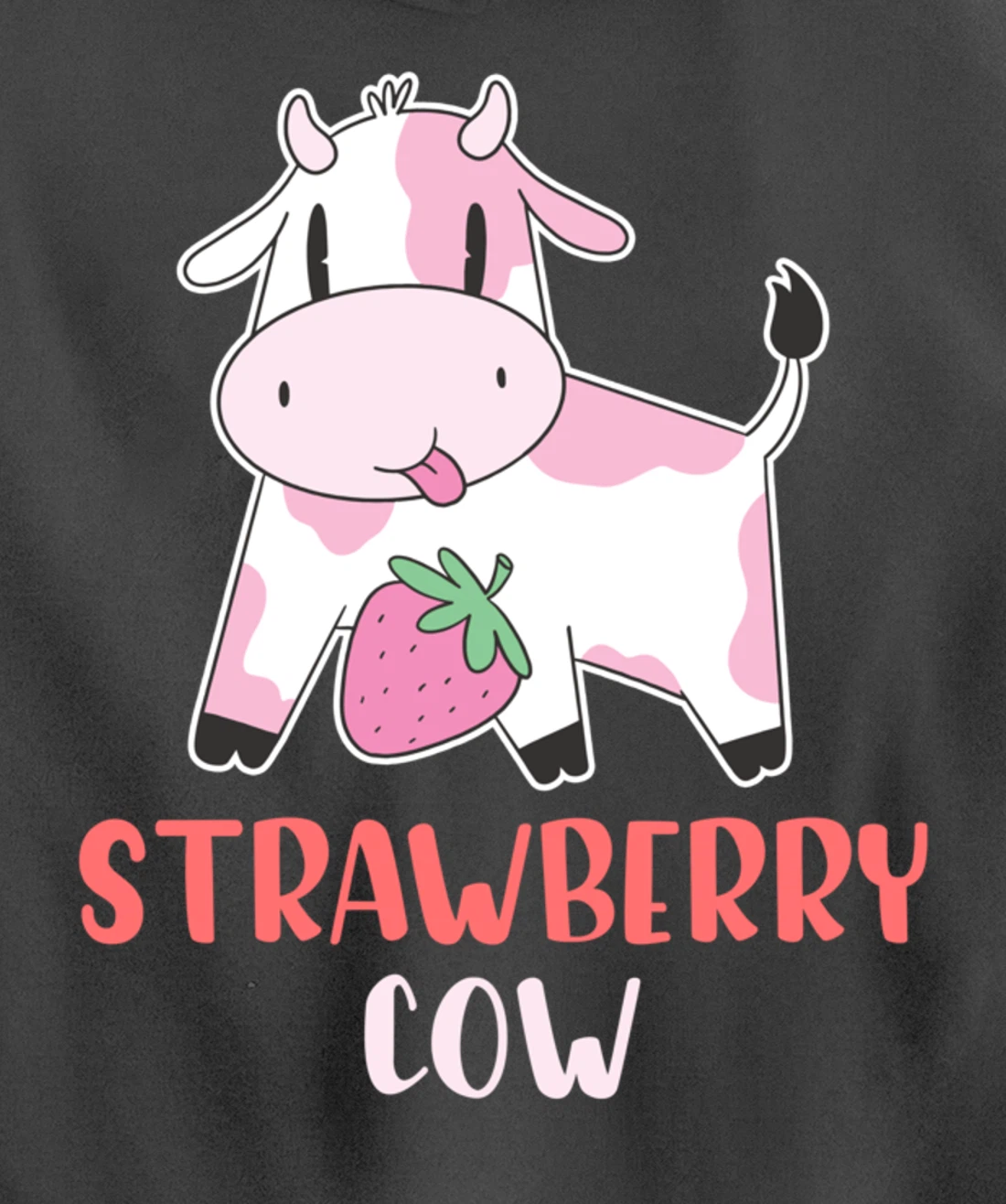 Pink Strawberry Cow Summer Fruit For Berry Lover Pullover Hoodie