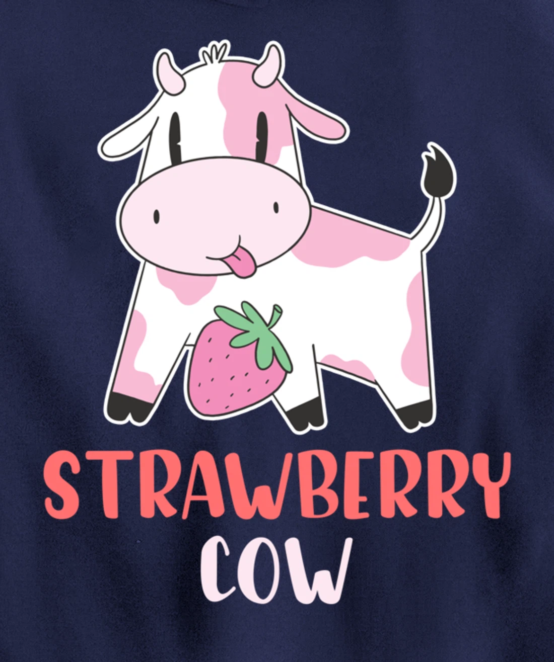 Pink Strawberry Cow Summer Fruit For Berry Lover Pullover Hoodie